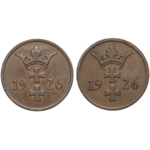 Wolne Miasto Gdańsk, 2 fenigi 1926 - zestaw 2 sztuk