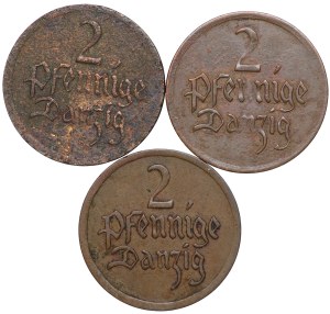 Free City of Danzig, 2 fenigs 1926 - set of 3 pieces