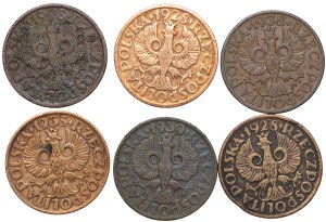 II Republic, 2 pennies (3 x 1928, 1935, 1938, 1939) - set of 6 pieces
