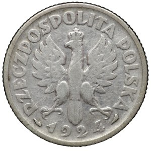 II RP, 1 złoty 1924 (róg i pochodnia), Paryż Kobieta i kłosy