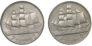 II RP, 2 gold 1936 Sailing ship - set of 2 pieces