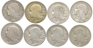 II RP, 2 gold 1933 , Head of a woman - set of 8 pieces
