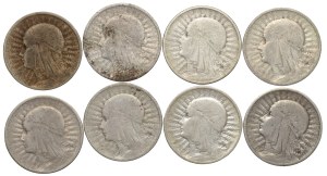 II RP, 2 gold 1933 , Head of a woman - set of 8 pieces