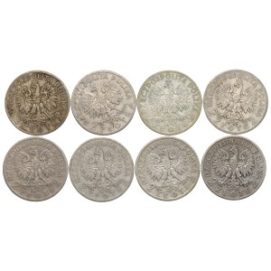 II RP, 2 złote 1933 , Głowa kobiety - zestaw 8 sztuk