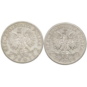 II RP, 2 złote 1934 , Głowa kobiety - zestaw 2 sztuk