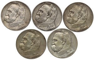 II RP, 5 gold 1936 Pilsudski - set of 5 pieces
