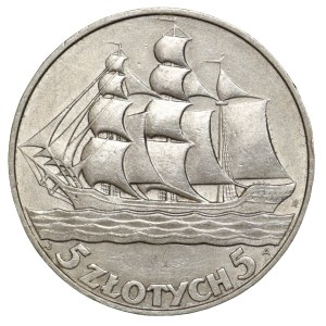 II RP, 5 złotych 1936 Żaglowiec