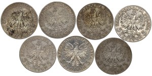 II RP, 5 gold 1933 Head of a woman - set of 7 pieces