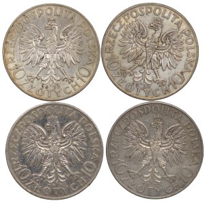 II RP, 10 zloty 1933 Head of a Woman - set of 4 pieces