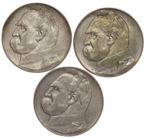 II RP, 10 zloty 1935 Pilsudski - set of 3 pieces