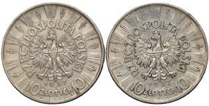 II RP, 10 zloty 1937 Pilsudski - set of 2 pieces