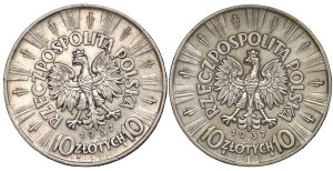 II RP, 10 zloty 1937 Pilsudski - set of 2 pieces
