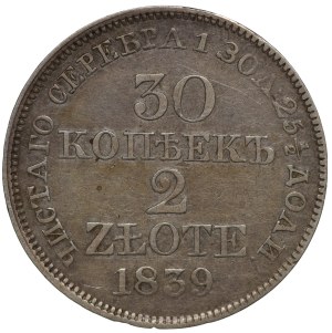 Russian partition, 30 kopecks = 2 zlotys 1839, MW, Warsaw