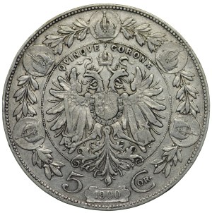 Austria, Franz Joseph, 5 crowns 1900