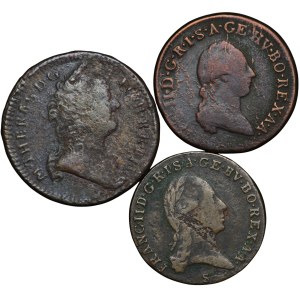 Austria, 1 krutzer 1762, 1790, 1800- zestaw 3 sztuk