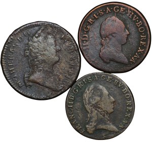 Austria, 1 krutzer 1762, 1790, 1800- set of 3 pieces