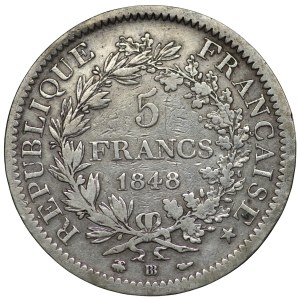 Francja, 5 franków 1848, Strasburg