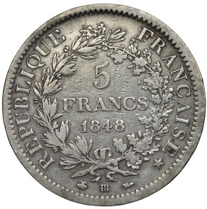 France, 5 francs 1848, Strasbourg