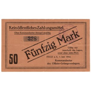 Niemcy, Saksonia-Anhalt, Halle, obóz jeniecki dla oficerów, 50 marek 1916