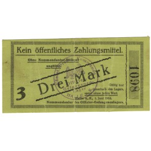 Niemcy, Saksonia-Anhalt, Halle, obóz jeniecki dla oficerów, 3 marki 1916