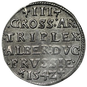 Prusy Książęce, Albert Hohenzollern, Trojak 1542, Królewiec, PRVSS