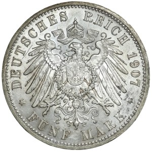 Germany, Prussia, Wilhelm II, 5 marks 1907