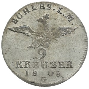 Śląsk, 9 krajcarów 1808 G, Kłodzko - rzadkie