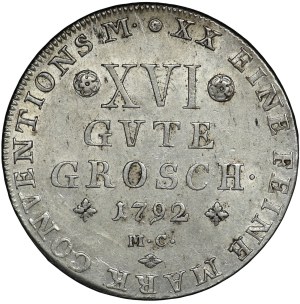 Germany, Braunschweig-Wolfenbüttel, Karl Wilhelm Ferdinand, 16 Gute Groschen 1792 MC