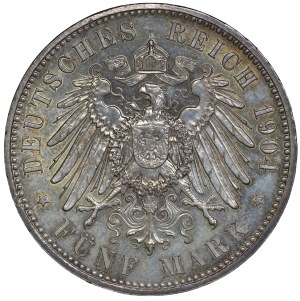 Niemcy, Saksonia, Jerzy I Wettyn, 5 marek 1904 E, pośmiertne, Muldenhütten - rzadka