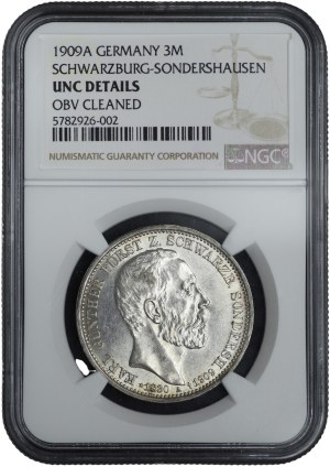 Germany, Schwarzburg-Sonderhausen, 3 marks 1909