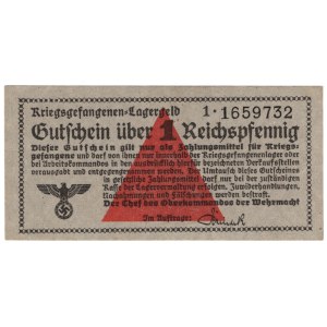 Niemcy, Uniwersalne bony obozowe, Kriegsgefangenen - Lagergeld - 1 Reichspfennig, seria 1