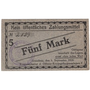 Grudziądz (Graudenz), obóz jeniecki, 5 fenigów 1918