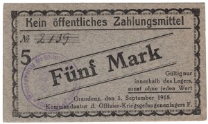 Grudziadz (Graudenz), prisoner of war camp, 5 fenig 1918