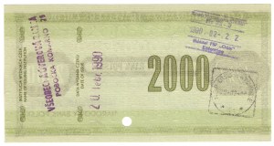 NBP travel cheque for 2,000 zlotys