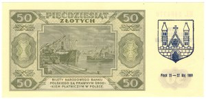 50 zloty 1948, EL series - commemorative overprint XXXVI General Meeting of Delegates of PTAiN Branches