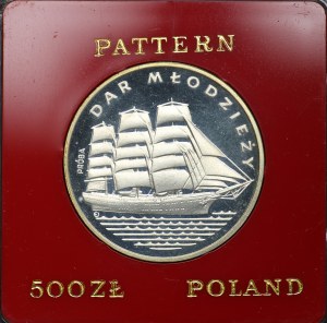 People's Republic of Poland, 500 gold 1982, sample SILVER - Gift of Youth
