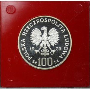 PRL, 100 złotych 1979, próba SREBRO - Ochrona środowiska, Ryś