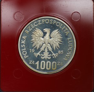People's Republic of Poland, 1000 gold 1985, sample SILVER - Environmental Protection, Squirrel.