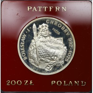 PRL, 200 złotych 1980, próba SREBRO - Bolesław I Chrobry (półpostać)