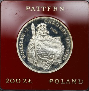 People's Republic of Poland, 200 gold 1980, sample SILVER - Boleslaw I the Brave (half figure)