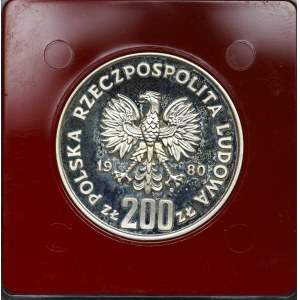 PRL, 200 złotych 1980, próba SREBRO - Bolesław I Chrobry (półpostać)