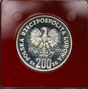People's Republic of Poland, 200 gold 1980, sample SILVER - Boleslaw I the Brave (half figure)