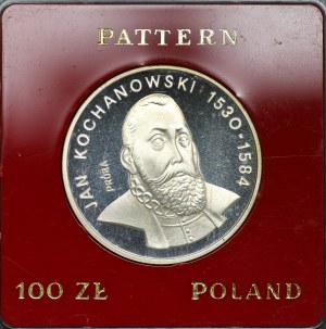 People's Republic of Poland, 100 gold 1988, sample SILVER - Jan Kochanowski