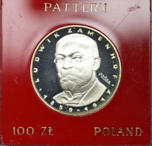 People's Republic of Poland, 100 gold 1979, sample SILVER - Ludwik Zamenhof