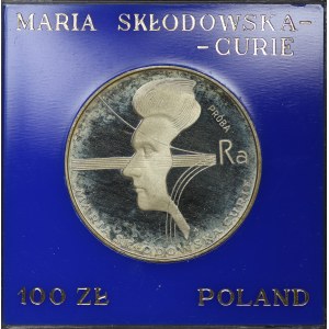 PRL, 100 złotych 1974, próba SREBRO - Skłodowska-Curie