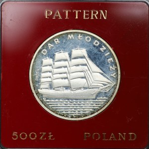 People's Republic of Poland, 500 gold 1982, sample SILVER - Gift of Youth