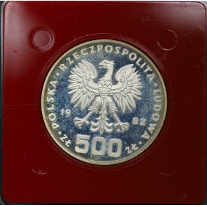 PRL, 500 złotych 1982, próba SREBRO - Dar Młodzieży