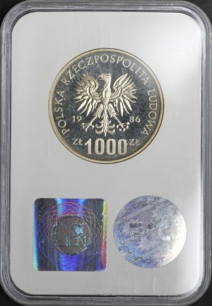 People's Republic of Poland, 1000 zloty 1986, sample SILVER - National act of school aid