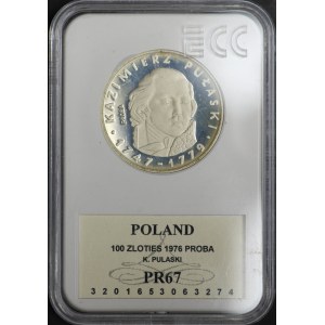 PRL, 100 złotych 1976, próba SREBRO - Kazimierz Pułaski