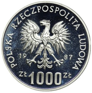 People's Republic of Poland, 1000 gold 1987, sample SILVER - Olympic Games 1988